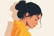 © Andrii Fanta - Portrait of sad woman, modern simple flat design illustration