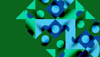 Poster - Colorful triangles circles square geometric design. Abstract background for wallpaper, banner, backdrop, card, book Illustration, landing page