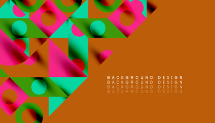 Poster - Colorful triangles circles square geometric design. Abstract background for wallpaper, banner, backdrop, card, book Illustration, landing page
