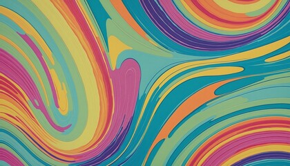 Wall Mural - Retro rainbow wavy background illustration design