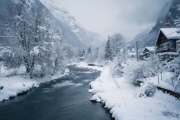 Poster - french alps in winter