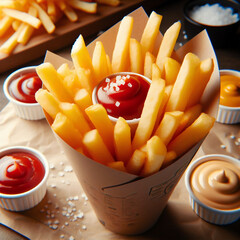 Wall Mural - French fries and ketchup