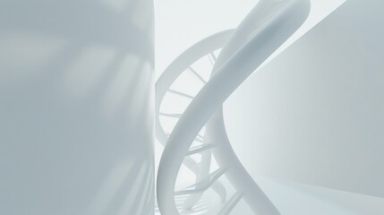 Wall Mural - A spiral staircase is shown in a white room