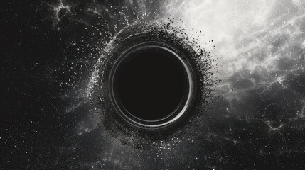 Wall Mural - a black hole is shown in the center of the image, surrounded by a lot of space