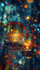 Wall Mural - Abstract Colorful Drums with Bokeh Lights