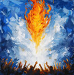 © Charis - Abstract Illustration of the Holy Spirit as a Fiery Dove Descending Upon People