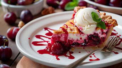 Wall Mural - plum pie dessert