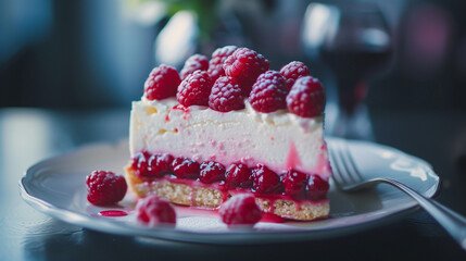 Sticker - cheesecake with raspberries