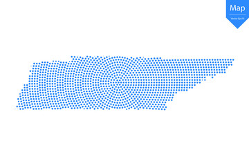 Wall Mural - Abstract graphic Tennessee map from point blue on a white background. Vector illustration.
