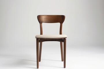 Poster - A contemporary wooden chair featuring a sleek and minimalist design, with a smooth wooden frame and a comfortable fabric seat, exemplifying modern interior aesthetics.