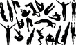 © Ascreator - Set of male diving board diving silhouette vector illustrations