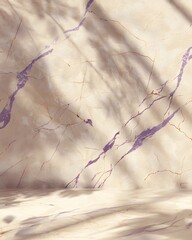 Sticker - beige marble wall with purple veins and shadows, minimalistic, neutral tones, backdrop for product display