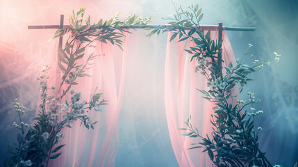 Dreamy ethereal archway with delicate vines and soft pastel colo