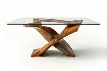 Aufkleber - Modern wooden table standing on white background