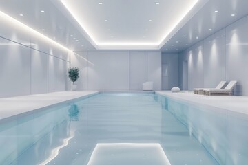Leinwandbilder - Modern minimalist indoor swimming pool with recessed lighting
