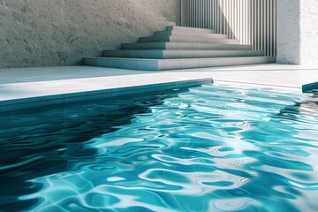 Poster - Turquoise water reflecting sunlight in modern swimming pool