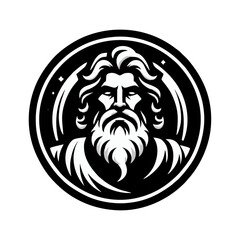 Zeus old man beard logo icon design illustration