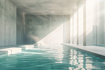 Aufkleber - Sunlight illuminating modern indoor swimming pool