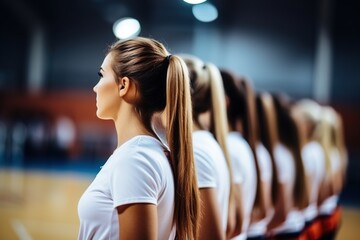 Wall Mural - female volleyball team indoors