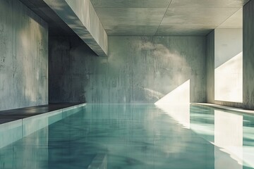 Aufkleber - Modern concrete building interior featuring empty swimming pool