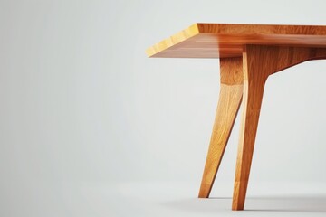 Poster - Wooden table standing on white background with copy space
