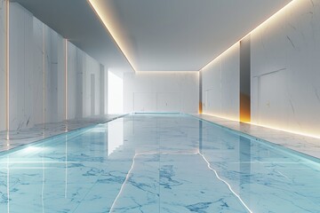 Poster - Modern indoor swimming pool reflecting light in luxury spa