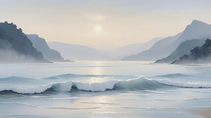 Wall Mural - beauty landscape view of quiet ocean with waves