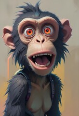 Wall Mural - A monkey with open mouth...