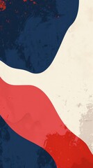 Poster - Abstract Waves in Red, White, and Blue Tones