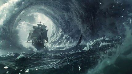 Wall Mural - ship in the sea