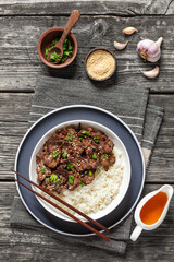 Poster - Bulgogi, Korean BBQ Beef with rice, top view