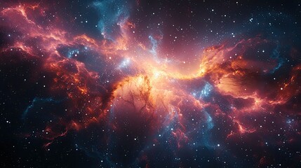 Wall Mural - A cosmic explosion background with bright bursts of light, energy waves, and vibrant colors.