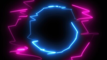 Poster - Zigzag neon object. Computer generated 3d render