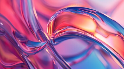 Poster - An abstract artwork featuring colorful, glass-like swirls and curves in hues of pink, purple, and orange, displaying a vibrant and energetic composition.
