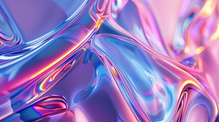 Fototapete - Abstract image showcasing iridescent waves in soothing colors, creating a tranquil and captivating visual experience that appeals to the senses.