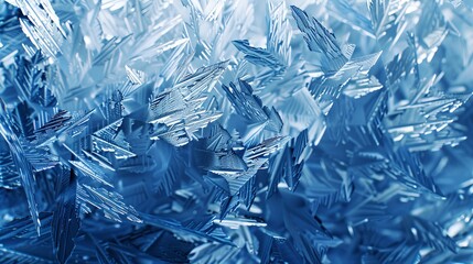 Poster - An image depicting blue ice crystals, intricately arranged, evoking a serene winter atmosphere, and capturing the essence of cold, beauty, and tranquility.