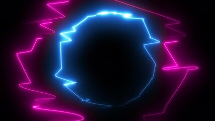 Poster - Zigzag neon object. Computer generated 3d render
