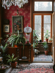 Wall Mural - modern living room, potted fern