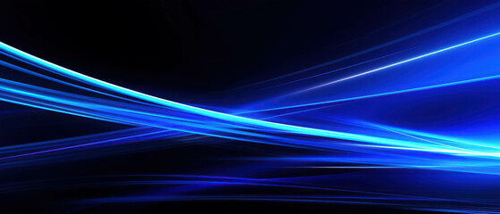 Wall Mural - dynamic blue light streaks illuminating the dark background