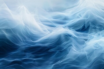 Poster - An abstract representation of ocean waves with a fluid and translucent quality, creating a dreamlike and ethereal visual effect in varying shades of blue and white.