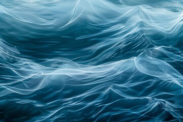 Aufkleber - An abstract depiction of blue and white fluid waves in motion, capturing a serene and dynamic representation of water flow and pattern in a soft, ethereal style.