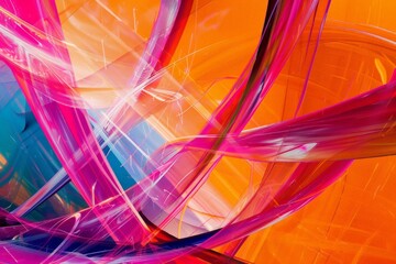 Poster - A dynamic abstract artwork featuring vibrant streaks of red, pink, and blue, creating an energetic and colorful visual impact reminiscent of contemporary digital art.
