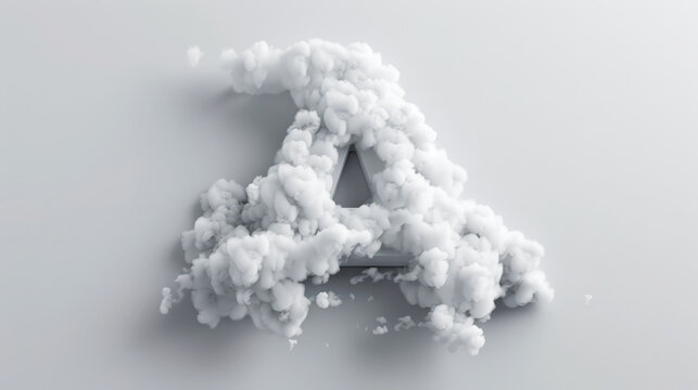 Capital letter A made of clouds or soft cotton. Fluffy airy style. Scrapbook activity. Generative AI