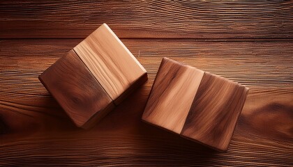 Natural Texture: Two Wooden Blocks on a Wooden Background