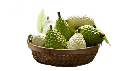 a brown bowl filled with green and white fruit