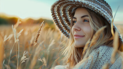 Canvas Print - portrait of a woman in a field