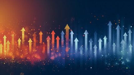 Poster - Tech-themed abstract background with colorful arrows pointing upwards, representing growth and innovation.