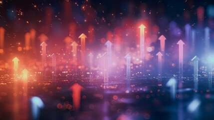Poster - Abstract tech wallpaper with colorful arrows pointing upwards, symbolizing growth and innovation.