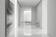 © ChaoticMind - An interior showcasing a minimalist design flooded with bright, natural light and featuring modern abstract wall art, a subtle seating area, and sleek, reflective surfaces.