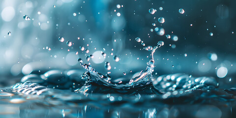 Poster - Macro photo water with splashes